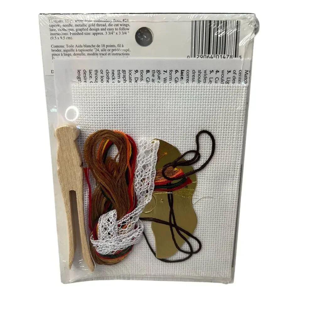 Point De Croix Counted Cross Stitch Angel Lamp Light Christmas Tree Ornament Kit